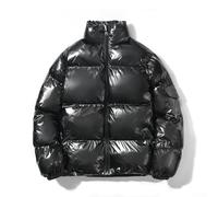 Veste matelassée épaisse pour homme avec col montant - Parka chaude et imperméable pour l'extérieur, streetwear décontracté en noir, argent, or, bleu (L noir)