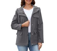 Veste Matelassée Femme Mi Saison Petit Fitness Marin Ciré Imperméable Velo Parka Automne Anti Chaud Imperméable Lestée Chic Poncho Pluie Transparent Manteau Blanc Femme Gris foncé XL