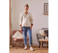 Veste matelassée gaze de coton grossesse et allaitement rose imprimé 42