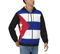 Veste Matelassée Homme Imprimé Cuba Drapeau National Zip Complet Sweat À Capuche Cardigan Coupe Léger Respirant Doublure Polaire Confort Thermique Extérieur Quotidien