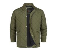 Indicode Veste matelassée INDram pour homme avec col en corduroy et motif losange | Doudoune pour homme, army, L