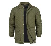 Indicode Veste matelassée INDrills pour homme avec col en velours côtelé et surpiqûre en losanges - Doudoune pour homme, army, XXL