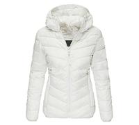 Veste matelassée légère pour femme avec capuche grande taille, veste de transition, coupe ajustée, doudoune ultra légère, coupe-vent, manches longues, veste de survêtement élégante, Blanc., M