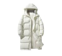 Veste matelassée longue à capuche pour homme, manteau long à capuche pour homme, manteau parka matelassé épais et imperméable pour l'extérieur, blanc, S