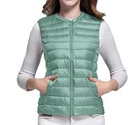 Veste matelassée pour femme - Veste mi-saison - Doudoune légère avec poche - Gilet matelassé - Veste d'hiver chaude et portable - Veste mi-saison légère sans manches, vert menthe, XL
