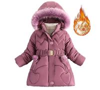 Veste matelassée pour Fille dans la Longue Plus épaisse Veste matelassée en Duvet de Style étranger pour Femme à la Mode Hiver (Purple, 5-6 Years)