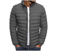 Veste matelassée pour homme - Couleur unie - Décontractée - Confortable et chaude - Doudoune tendance - Col montant - Veste matelassée - Fermeture éclair - Coupe droite - Veste thermique - Veste de