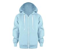 Veste matelassée pour homme - Noir - Pour enfants - Couleur unie - Manches longues - Fermeture éclair - Sweat à capuche - Vestes d'hiver pour garçons, bleu clair, 11-12 ans