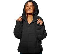 Veste matelassée surdimensionnée Dolman à capuche légère à manches longues pour l'automne et l'hiver, Noir , M