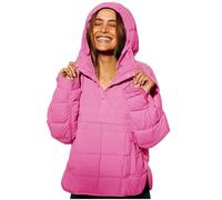 Veste matelassée surdimensionnée Dolman à capuche légère à manches longues pour l'automne et l'hiver, rose, L