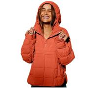 Veste matelassée surdimensionnée Dolman à capuche pour femme - Manteau chaud léger et chaud pour l'automne et l'hiver, Orange, 5XL