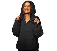 Veste matelassée surdimensionnée Dolman à capuche pour femme - Manteau chaud léger et chaud pour l'automne et l'hiver, Noir , 5XL