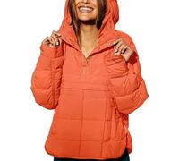 Veste matelassée surdimensionnée pour femme, sweat à capuche Dolman matelassé, doudoune d'hiver chaude, manteau rembourré décontracté, Orange, 3XL