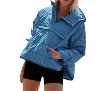 Veste matelassée surdimensionnée pour femme, sweat à capuche Dolman matelassé, doudoune d'hiver chaude, manteau rembourré décontracté, bleu, XL
