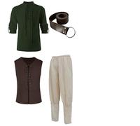 Veste médiévale avec chemise - Costume gothique pour homme et femme, parfaite pour le cosplay et les événements à thème, déguisement gonflable pour adultes (vert, XL)