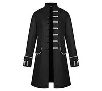 Veste médiévale Gothique Vintage pour Homme 2024 Déguisement Halloween Homme Viking Horreur Déguisement Medievale Vampire Carnaval Costume Pas Cher Marque Vente Flash du Jour Et Soldes Noir M