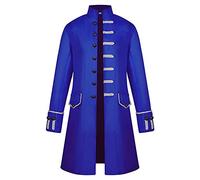 Veste médiévale Gothique Vintage pour Homme Steampunk Costume Halloween Homme Viking 2024 Deguisement Médiévale Vampire Carnaval Déguisement Marque Pas Cher Vente Flash du Jour Et Soldes Bleu M