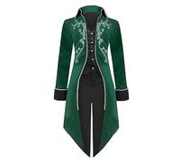 Veste Medievale Homme Brodé Manteau Vintage Col Montant Blouson Steampunk Manche Longue Cour Renaissance Victorienne Carnaval Cosplay Gothique Retro Party FêTe Classique Base Queue de Pie