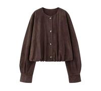 Veste Mi Saison Femme - Veste décontractée en Cuir suédé pour Femme Manteau Court Tendance automnal pour Un Style Urbain Quotidien et élégant