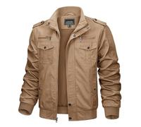 Veste Militaire Homme Hiver Coton Veste léger Décontractée Chaud Veste d'extérieur Tactique Armée Cargo Veste Randonnée Voyage Travail Coupe-Vent Outdoor Windbreaker Kaki