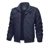 Veste Militaire Homme Hiver Coton Veste léger Décontractée Chaud Veste d'extérieur Tactique Armée Cargo Veste Randonnée Voyage Travail Coupe-Vent Outdoor Windbreaker Bleu