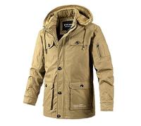 Veste Militaire Homme Multi-Poches, Veste Tactique Homme Manches Longues Blouson A Capuche Doudoune Chaud Gilet Fermeture Éclair Manteau Décontracté Manteau Outdoor Epais d'hiver Coupe-Vent