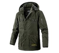 Veste Militaire Homme Multi-Poches, Veste Tactique Homme Manches Longues Blouson A Capuche Doudoune Chaud Gilet Fermeture Éclair Manteau Décontracté Manteau Outdoor Epais d'hiver Coupe-Vent
