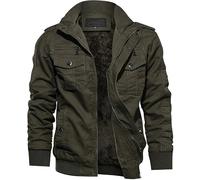 Veste Militaire Homme US Army Veste Hiver Chaude Grande Taille Veste de Travail Coton Veste Polaire Légère Vintage Blouson Capuche Veste Tactique Extérieure Veste Cargo Décontractée Coupe-Vent Vert