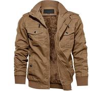Veste Militaire Homme US Army Veste Hiver Chaude Grande Taille Veste de Travail Coton Veste Polaire Légère Vintage Blouson Capuche Veste Tactique Extérieure Veste Cargo Décontractée Coupe-Vent Kaki