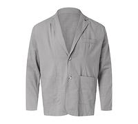 Veste moderne en lin pour homme - Couleur unie - Veste de loisirs avec poches et 2 boutons - Veste légère à revers classique - Veste de costume d'affaires - Veste d'affaires - Costume pour homme, gris