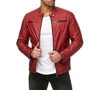 Veste motard look vintage Redbridge pour homme, R-41451W - Rouge - X-Small