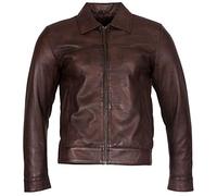 Veste Motif Homme Marron Foncé Bronzer 100% Cuir De Daim Chèvre 2XL