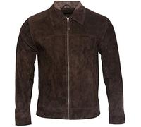 Veste Motif Homme Marron Foncé Bronzer 100% Cuir De Daim Chèvre XS