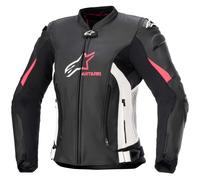 Veste Moto Alpinestars En Cuir Femme Stella GP Plus V4 - Noir/Blanc/Rose Diva