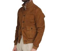 Veste Moto en Daim pour Homme Manteau Décontracté à col Montant et Boutons Vêtement D'extérieur Slim Fit Tendance(XXL)