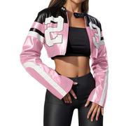 Veste Moto Femme Grande Taille, Veste Femme Hiver Cuir Manteau De Moto Court Et Décontracté Blouson en Similicuir Automne Et l'hiver Blouson Bomber Léger Manches Longues Style Décontracté