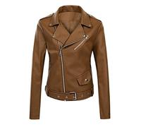 Veste Moto Femme Grande Taille, Veste Femme Simili Cuir Manteau De Moto Court Et Décontracté Blouson Bomber Léger Manches Longues Style Décontracté Blouson en Similicuir Automne Et l'hiver