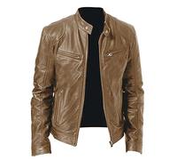 Veste Moto Homme Homologué en Cuir - Blouson Hiver Chaud Parka Mi-Saison Militaire Pas Cher Marque Travail Saharienne Imperméable Manteau Léger Jacket Automne Halloween Kaki M