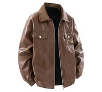 Veste Moto Homme, Veste en Cuir Homme Manteau éLéGant Similicuir Coupe AjustéE à Fermeture éClair pour Saisons Printemps Automne Hiver Tenue DéContractéE Polyvalente Quotidienne
