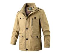 Veste Moto Homme Vestes demi-saison Automne Ete Blousons de travail d'extérieur Manteaus en doudoune coton grande taille zippée Transition militaire cargo avec col montant style universitaire