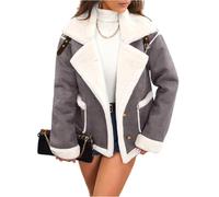 Veste Moumoute Femme Hiver Chaud Polaire Capuche Longue Laine Manteaux Sherpa Sweat Chauffant Amovible Polaire Tenue Chaude Veste Ski Manteaux Impermeables Femme Gris foncé L