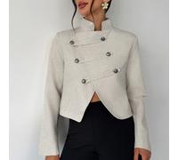 Veste Napoléon élégante et décontractée de luxe pour femmes, col montant, veste courte asymétrique devant, convient pour les sorties quotidiennes et les déplacements L,M,S,XSUnicolorePolyester