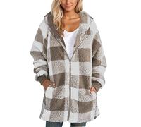Veste Noire Femme Chaud Hiver Chaud Polaire Manteau Hiver Laine Chic Capuche Veste Pyjama Blouson Chauffant Courte Oversize Chaude Sweat Polaires de Randonnée Femme Kaki 5XL