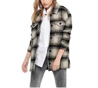 ONLY ONLALLISON Veste Longue pour Femme, Pierre de qualité/Carreaux : Noir, S