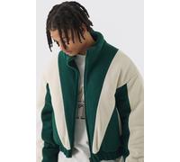 Veste oversize color block à col montant en polaire homme - vert - S, vert