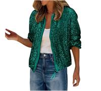 Veste Paillettes Femme Ete Legere Vestes Sequins Bomber à Paillettes Fermeture éclair Blouson Vestes Paillette Sparkly Veste Brillante Scintillante Paillette Cardigan Haut Tops Bolero Chic et Elegant