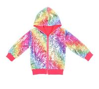 Veste Paillettes Fille Hip Hop Blazer à Paillettes Blouson Brillant Danse Jazz pour Scène Disco Carnaval Halloween Concert Fête Anniversaires