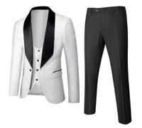 (Veste+Pantalon+Chemises+Gilet)Costume Hommes - Mariage Business - Fit Grande VêTements Masculin - FBC142P - Blanc S