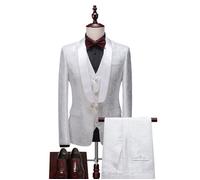 (Veste+Pantalon+Gilet+Chemises) Costume Homme - Mariage Business - Fit Grande VêTements Masculin - XH538P - Blanc L