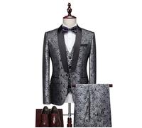 (Veste+Pantalon+Gilet+Chemises) Costume Homme - Mariage Business - Fit Grande VêTements Masculin - XH538P4 - Gris L